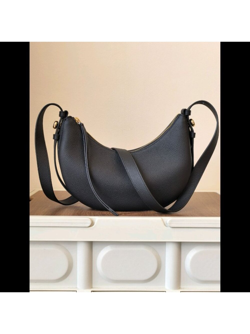 Tory Burch Romy Half Moon Shoulder Bag Black OS - Picture 2 of 14